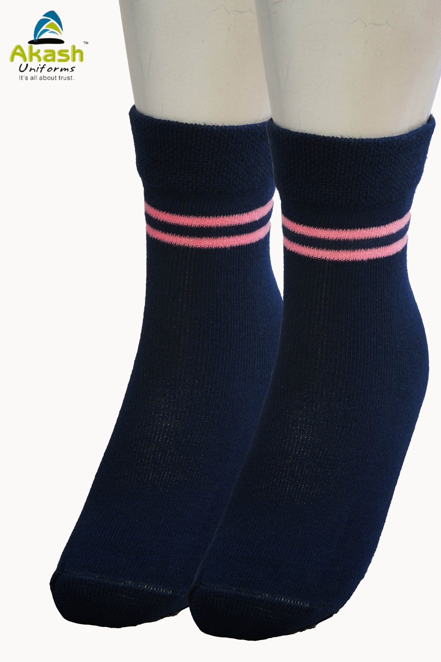 SATYA SAI SOCKS ( NAVY WITH PINK PATTI )