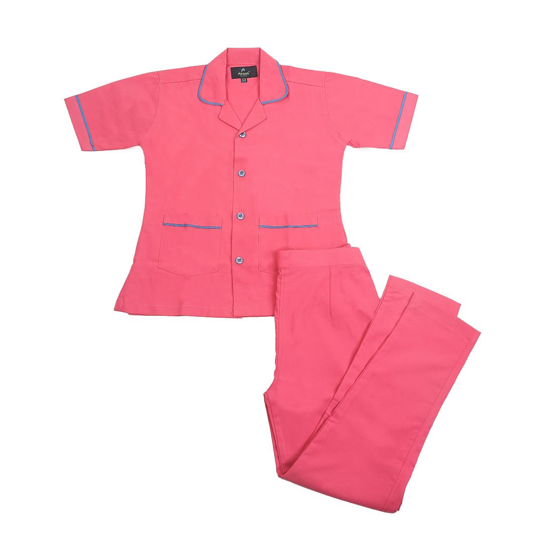 Women’s Pink Hospital Nurse Uniform Set – Half Sleeve Top & Pants