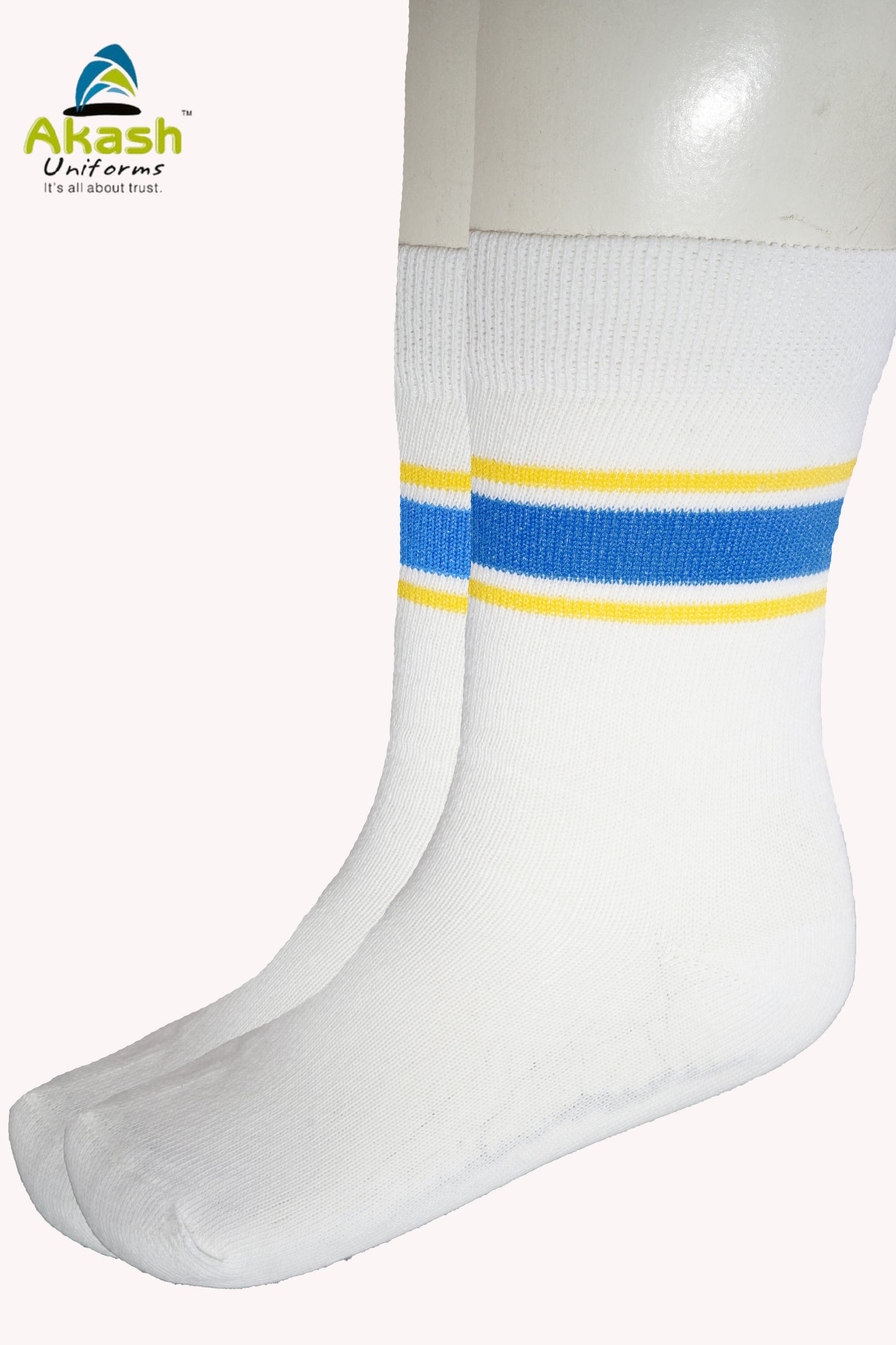 INDORE PUBLIC SCHOOL SHOCKS(WHITE WITH YELLOW & BLUE PATTI) NUR./KG