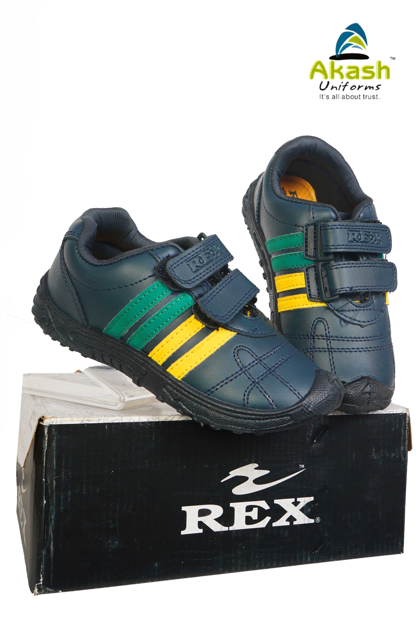 SHISHUKUNJ SCHOOL, NURSERY AND KG - GLAMOUR - GREEN YELLOW PATTI - VALCRO - REX