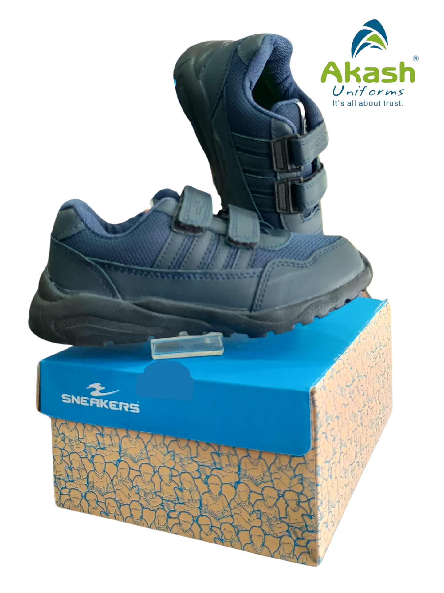 QUEENS' COLLEGE, PRIMARY - ARMOUR BLUE -VALCRO - REX