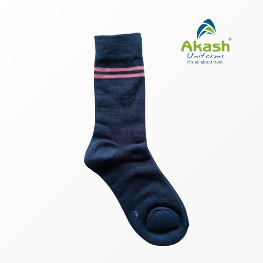 ST. RAPHAELS NAVY BLUE SOCKS WITH PINK PATTI