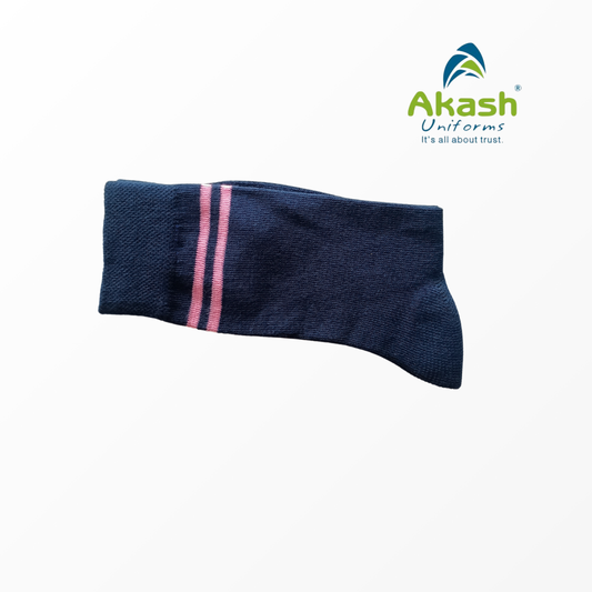 ST. RAPHAELS NAVY BLUE SOCKS WITH PINK PATTI