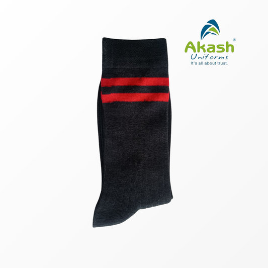 QUEENS' COLLEGE SOCKS BLACK WITH MAHROON PATTI