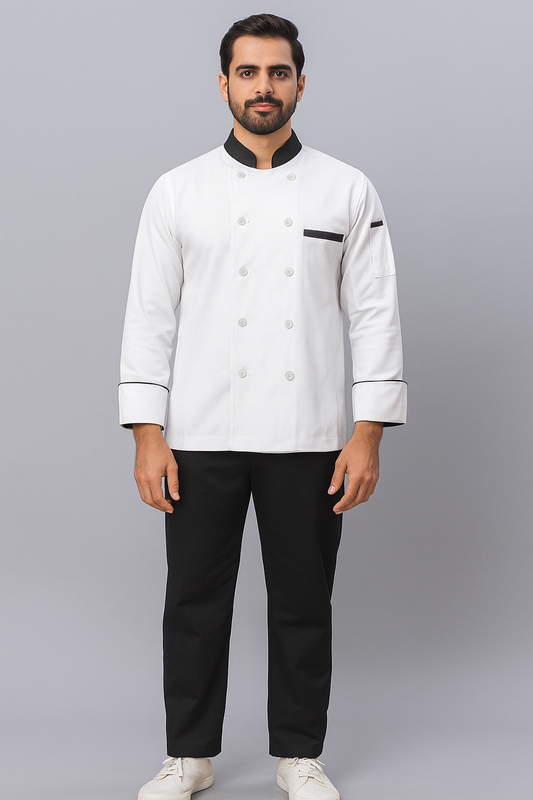 Men’s & Women’s White and Black Chef Coat