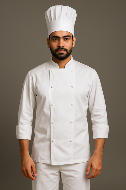 Men’s & Women’s White and Black Chef Coat